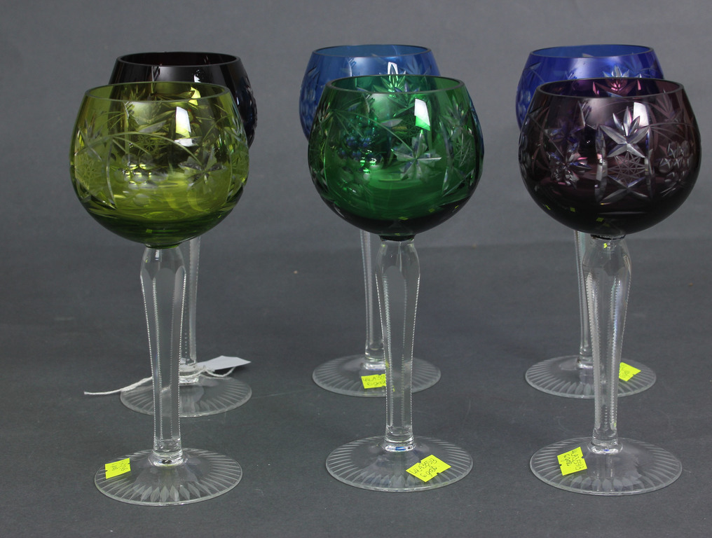 Цветные хрустальные стаканы 6 шт.