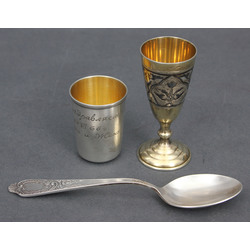 Silver cups 2 pcs. and a silver spoon