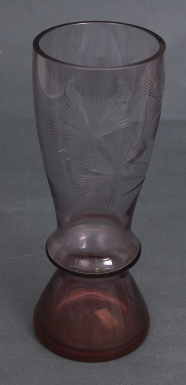 Glass vase with engraving