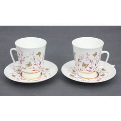 Porcelain cups with saucers (2 persons)
