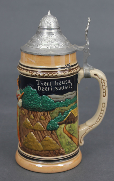 Faience Beer Cup with Metal Finish 