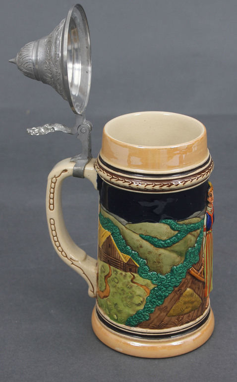 Faience Beer Cup with Metal Finish 