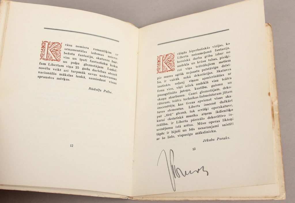 Ludolfam Libertam XXV gadu mākslinieka darbības atcerē 1. oktobrī 1938, with signatures of various artists