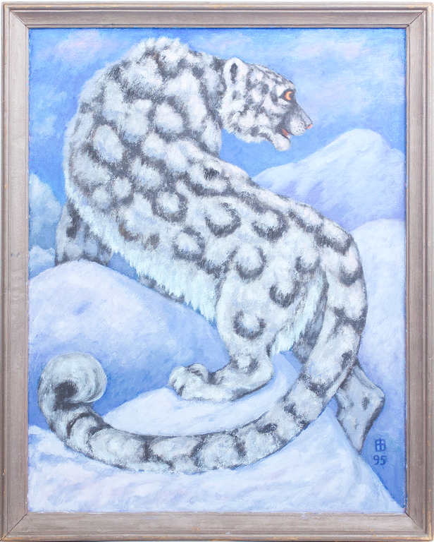 Sniega leopards kalna virsotnē 