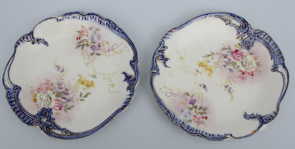 Two faience plates