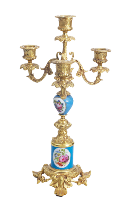 Fireplace clock with candlesticks