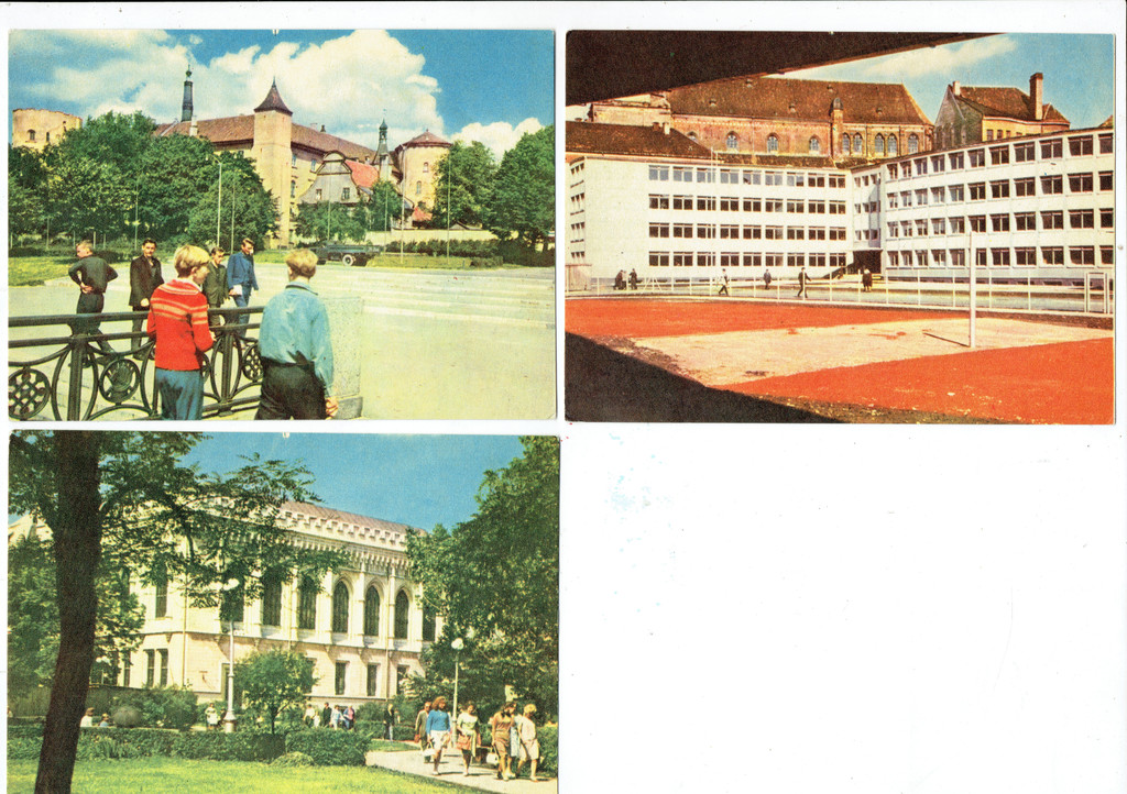 Postcards 6 pieces - LPSR Valsts filharmonija, Rīga.(Pēc sacīkstēm), Rīga(Komjaunatnes krastmala)