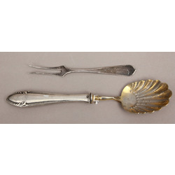 Silver spoon and canape fork