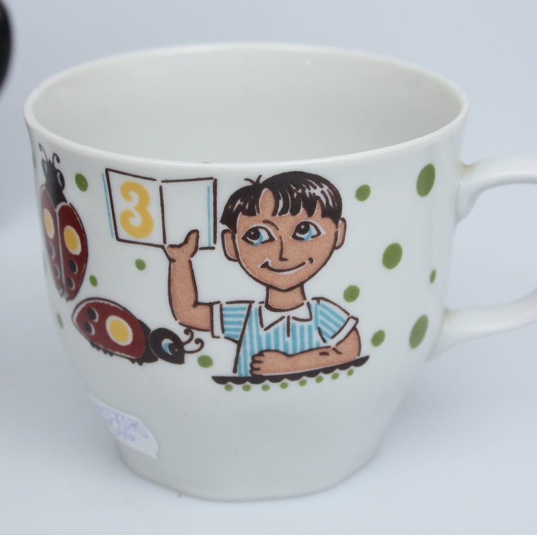 Porcelain set for children - mug, plate, deep plate 
