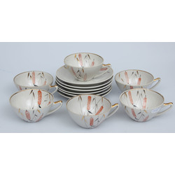 Porcelain cups with saucers 6 pcs. 
