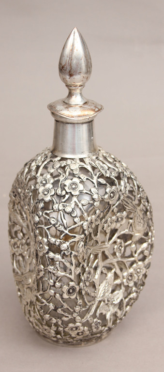 Glass decanter with brass finish