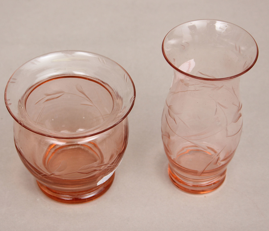 Colored glass set - 2 vases