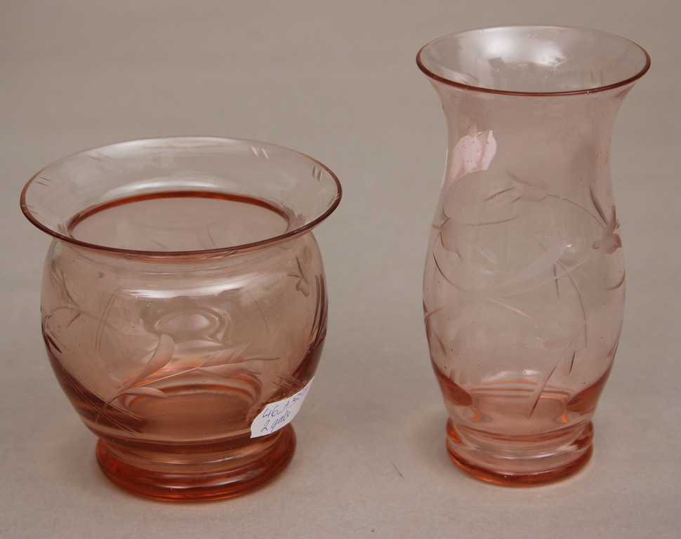 Colored glass set - 2 vases