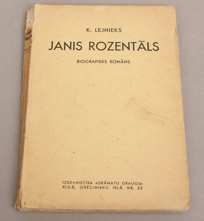 Kārlis Lejnieks, Janis Rozentāls (biographical novel)