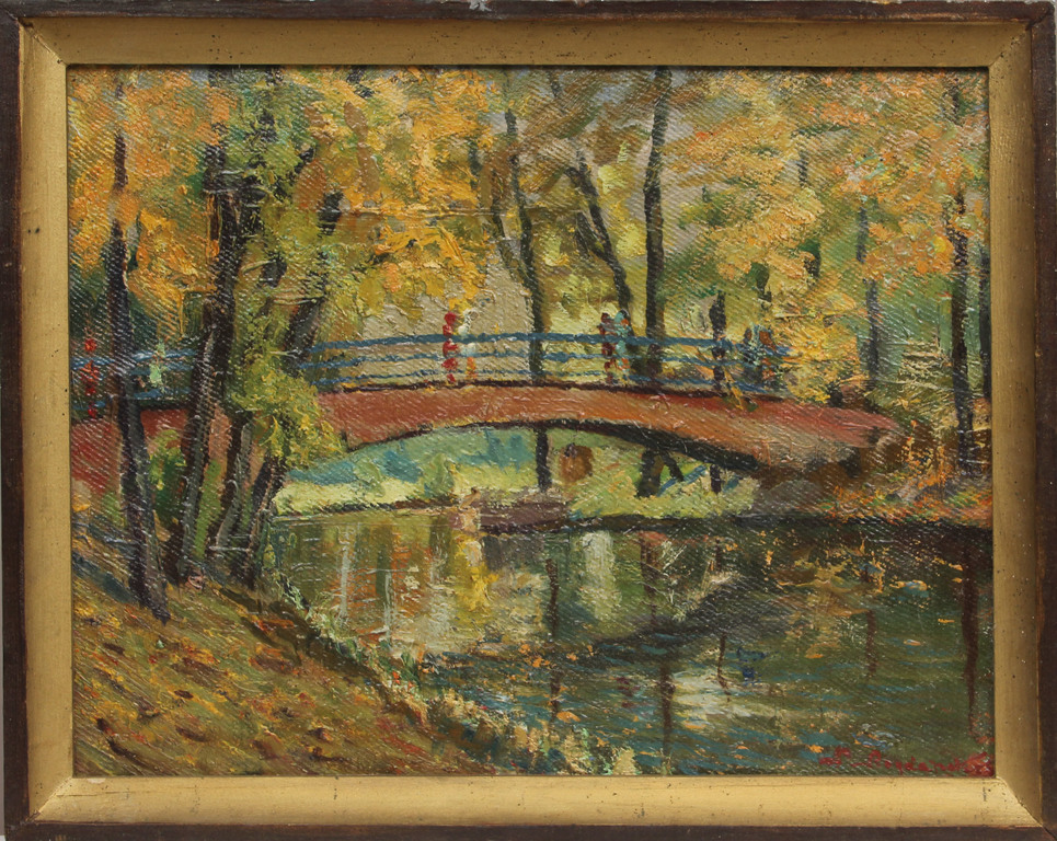 Осенний пейзаж с мостом