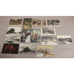 Postcards 14 pcs. with reproductions of paintings by Russian artists