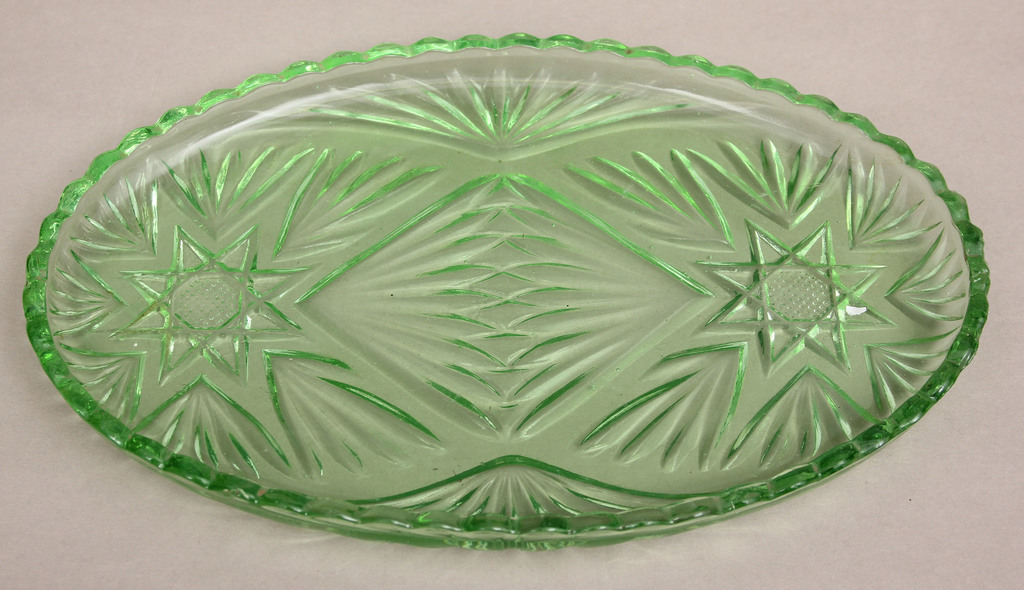 Green glass tray