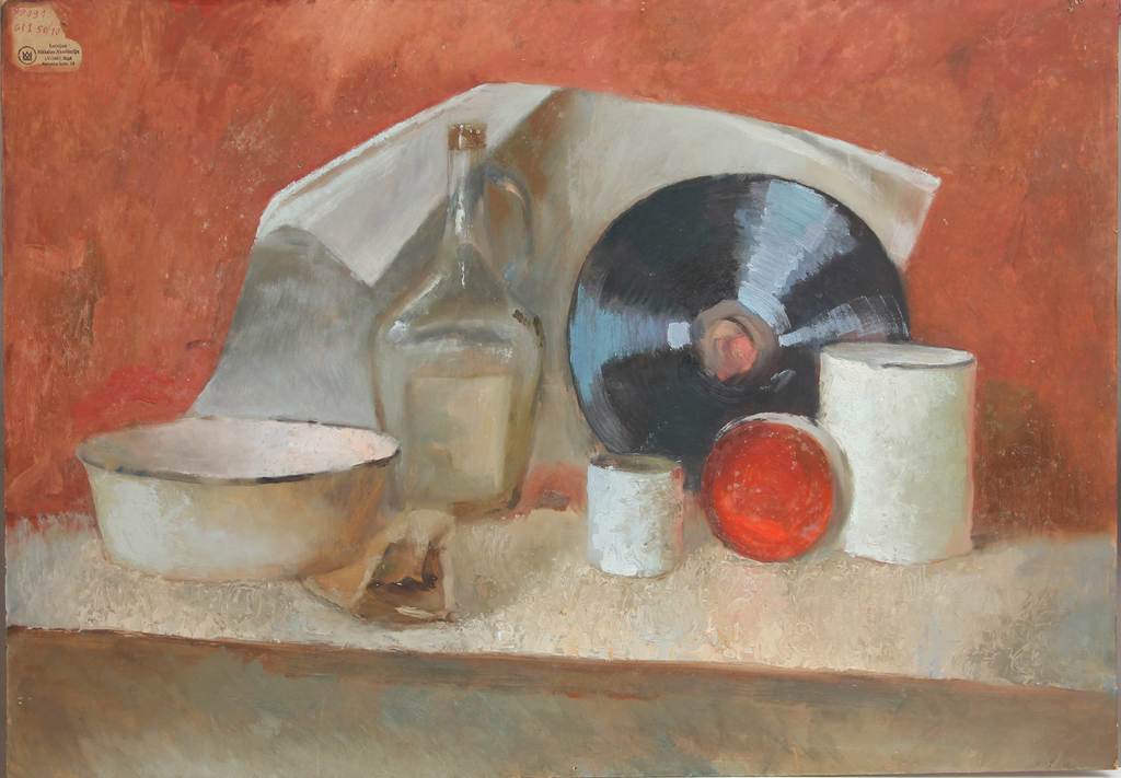Still life with dishes and a plate