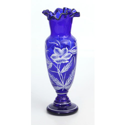 Colored glass vase with painting