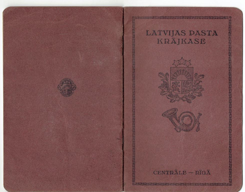 Latvijas pasta krājkases krājgrāmatiņa un Rīgas pilsētas krājkases uzsaukuma lapiņa