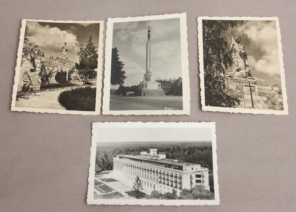4 fotogrāfijas - Brāļu kapi, Ķemeru Sanatorija, Brīvības piemineklis, Brāļu kapi