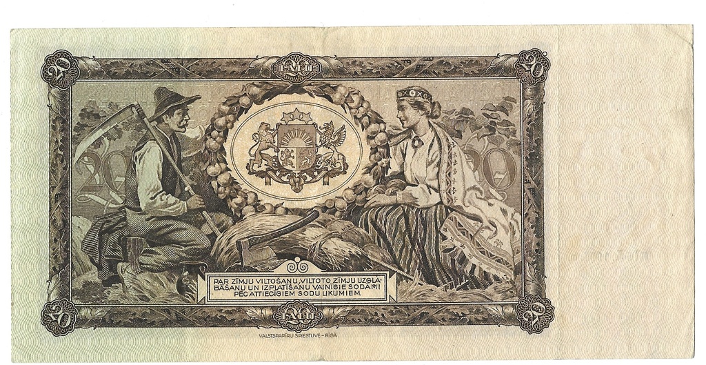 20 Latu banknote 1935