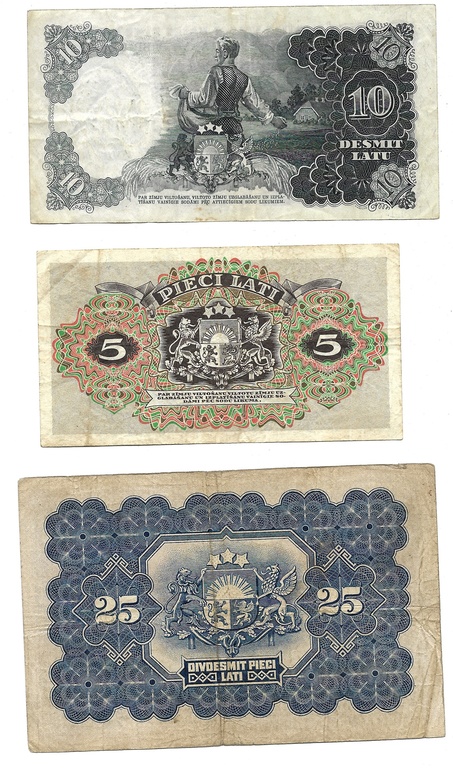 Banknotes - 5, 10, 25 Lats