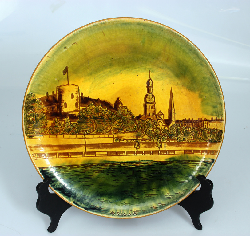 Decorative ceramic plate Riga