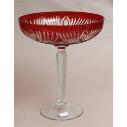 Red glass serving dish