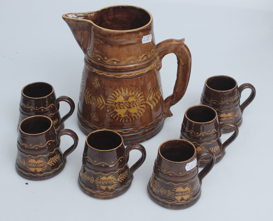 Ceramic beer cup with 6 cups