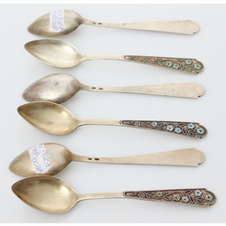 Silver spoons with multicolor enamel 6 pcs.