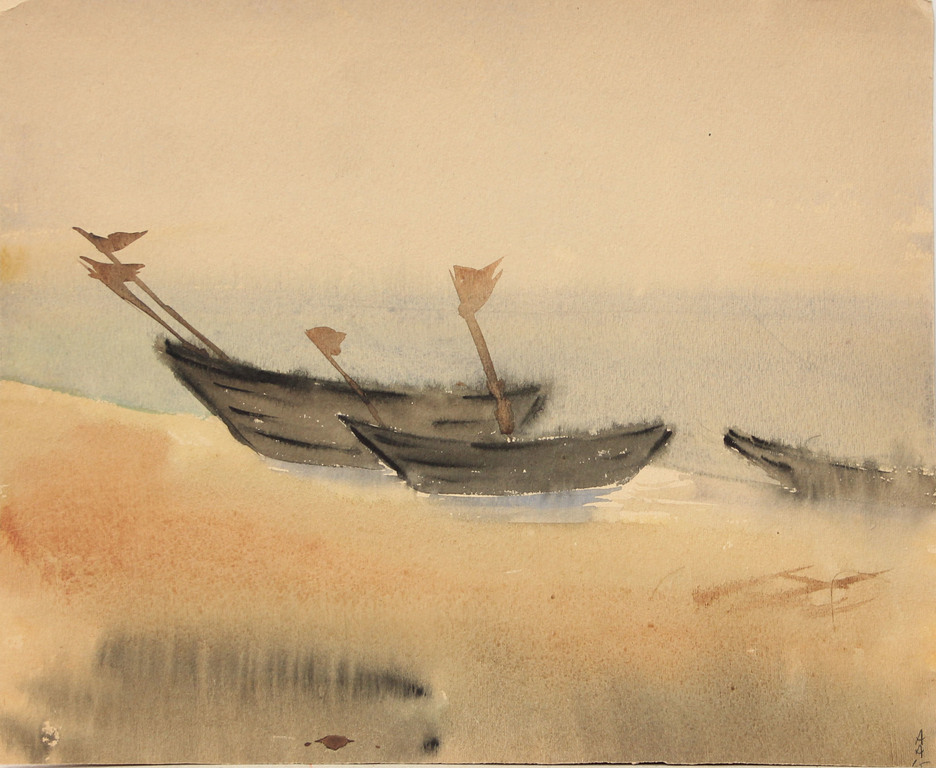 Морской пейзаж с лодками
