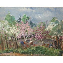 Landscape with an apple orchard