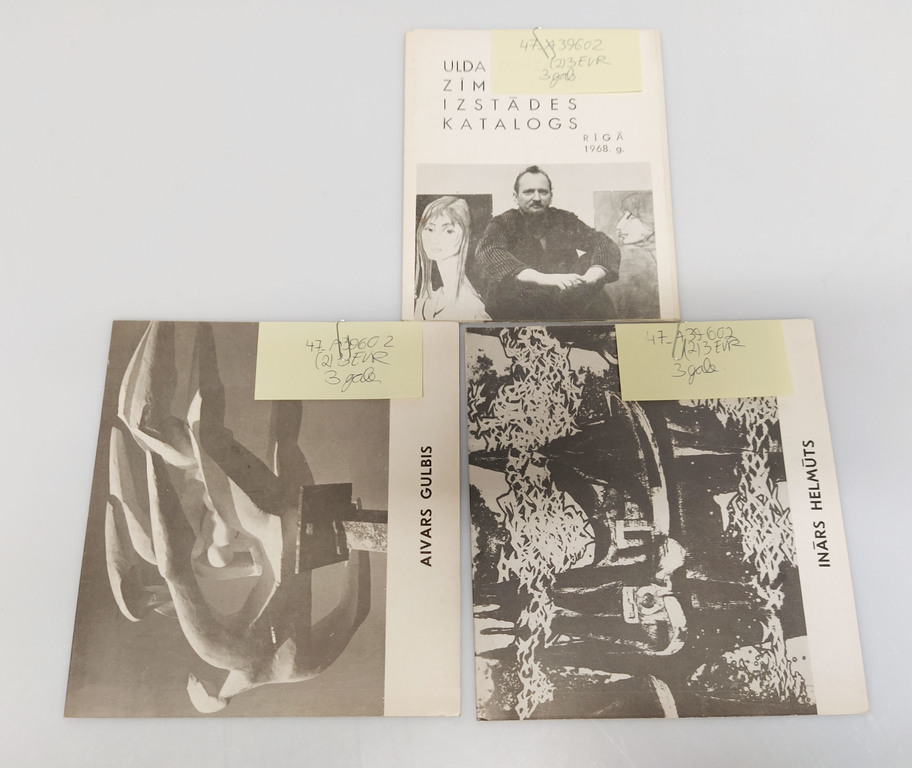 3 exhibition catalogs - Uldis Zemzars drawing exhibition catalog, Inārs Helmūts, Aivars Gulbis