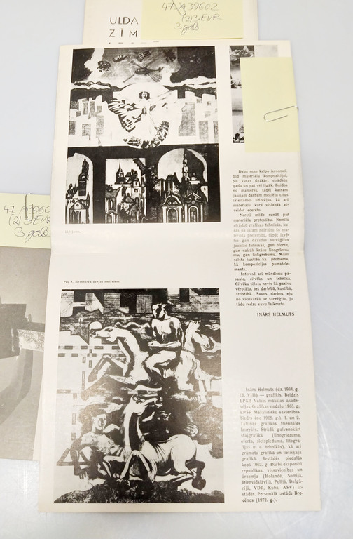 3 izstādes katalogi - Ulda Zemzara zīmējumu izstādes katalogs, Inārs Helmūts, Aivars Gulbis