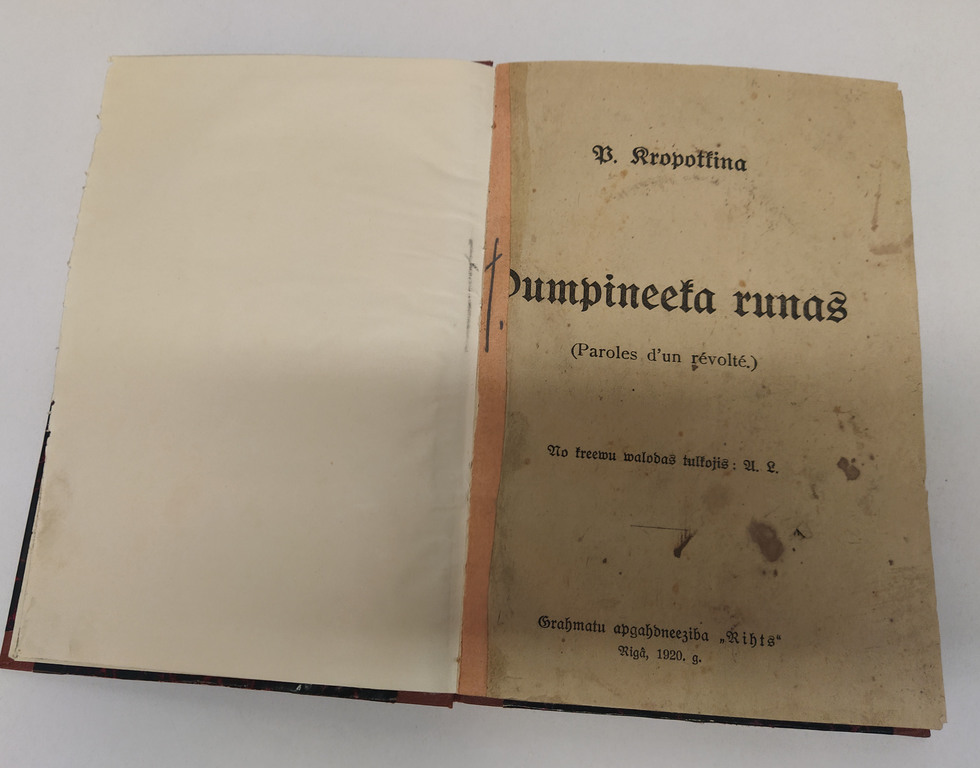 B.Kropotkina, Dumpinieka runas(Paroles d' un revolte)