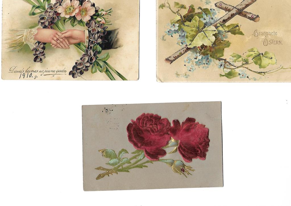 Various postcards (with gilding, glosses, printed ..) (6 pcs.)