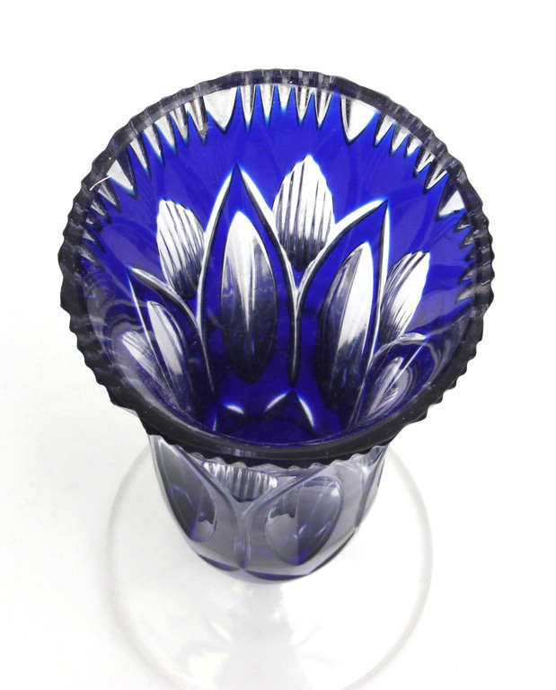 Small blue glass vase
