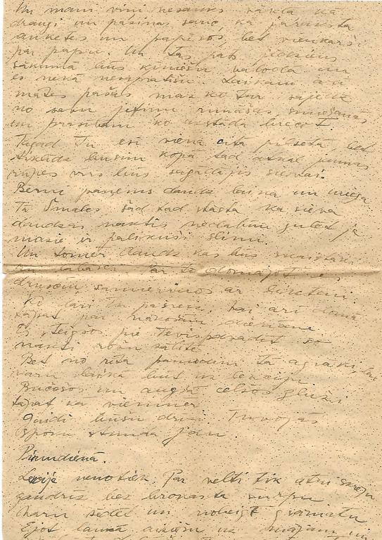 M.Zaura vēstule adresēta māsai (ar konvertu un marku)