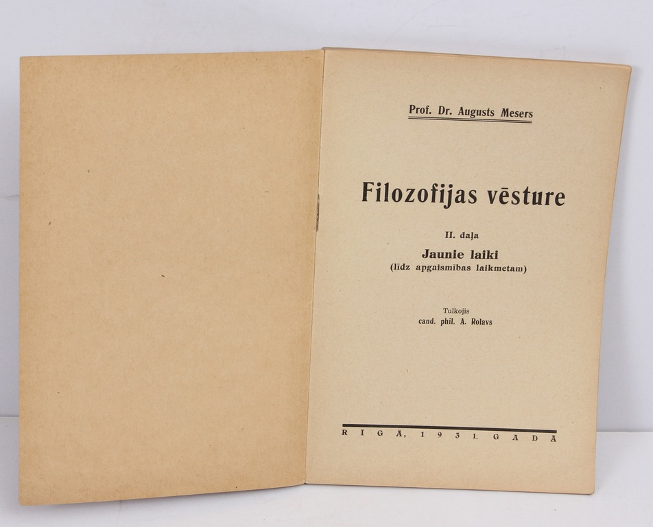 Books: Augusts Mesers,  Filozofijas vēsture(I.-IV.daļa)