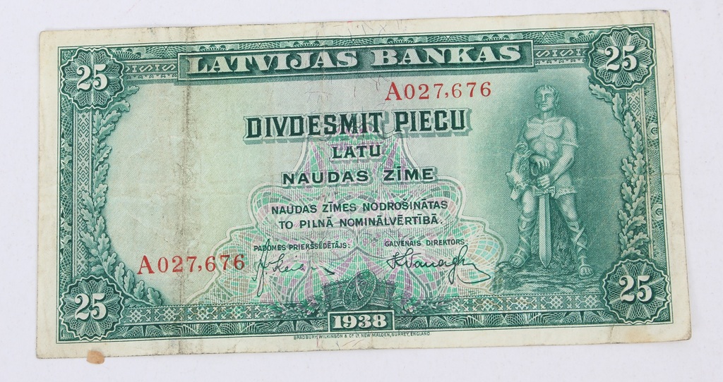  Банкнота за двадцать пять латов, 1938 г.
