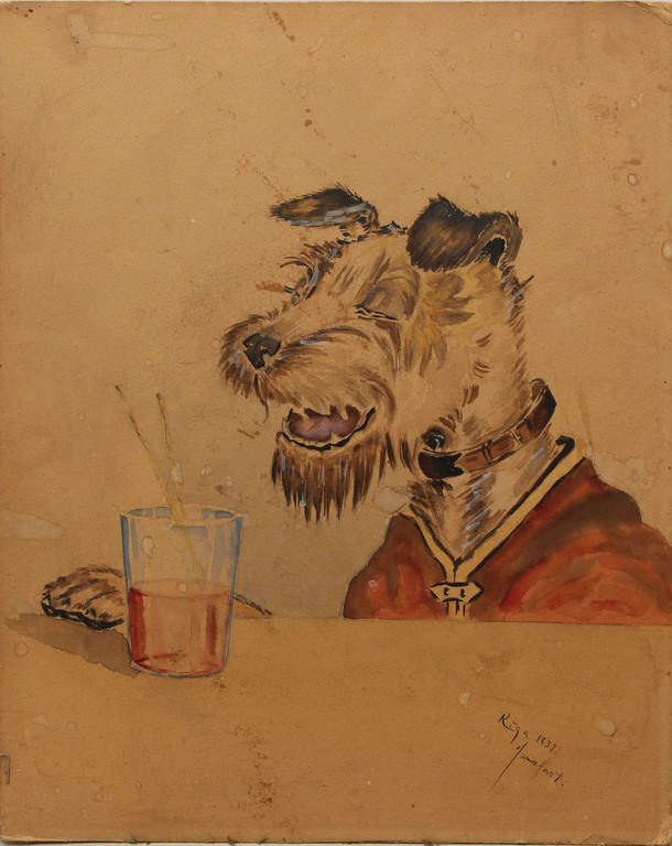 Dog with a glass