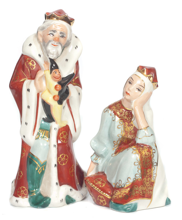 Porcelāna figūru pāris “Karalis  Zirnis un karaliene Nesmejana”