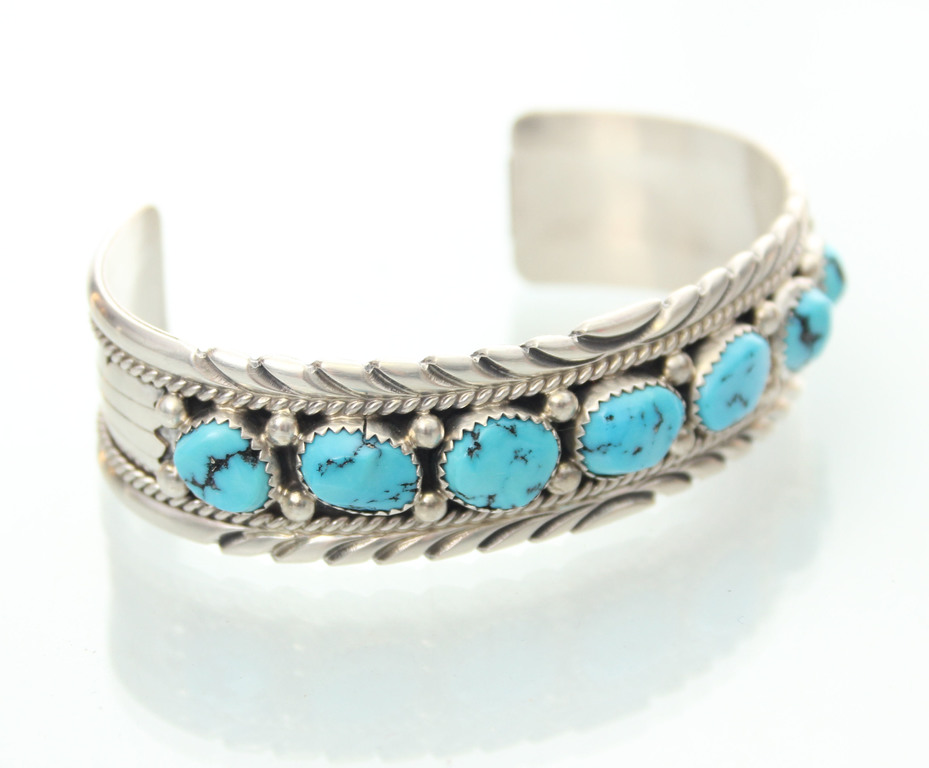 Silver bracelet with natural turquoise