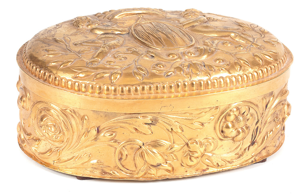 Baroque style gilded silver chest