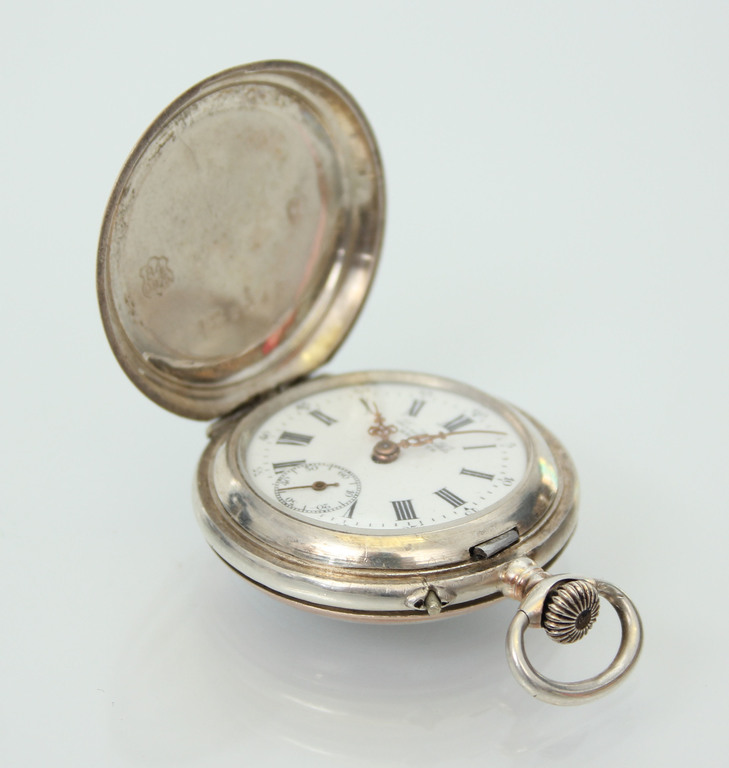 Серебряные карманные часы Perret & Fils