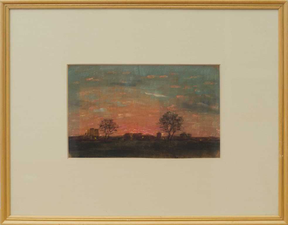 Landscape with a pink sky