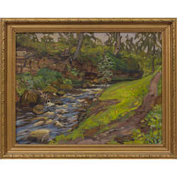 Forest landscape with a river