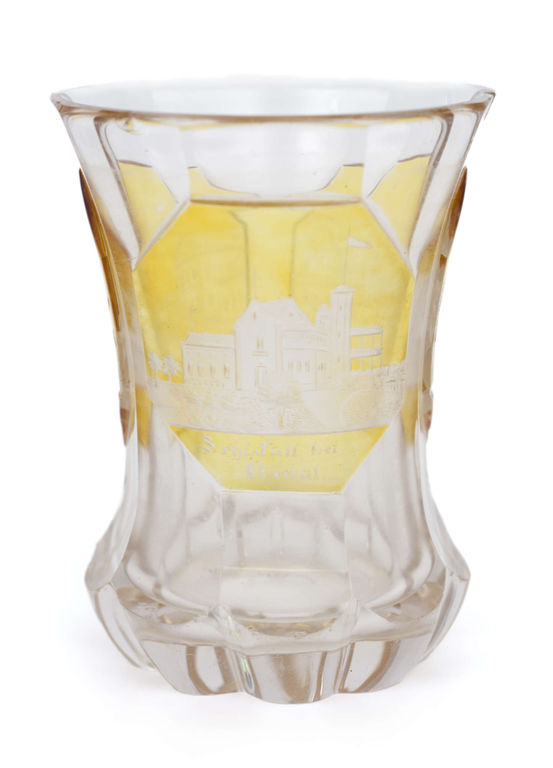Glass cup with engraved views of Tallinn (formerly Revel)