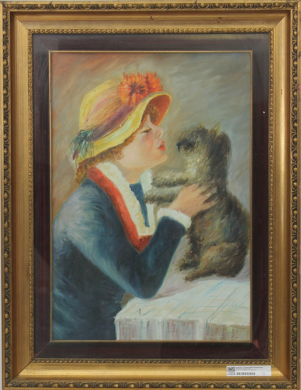Portrait of a woman with a dog